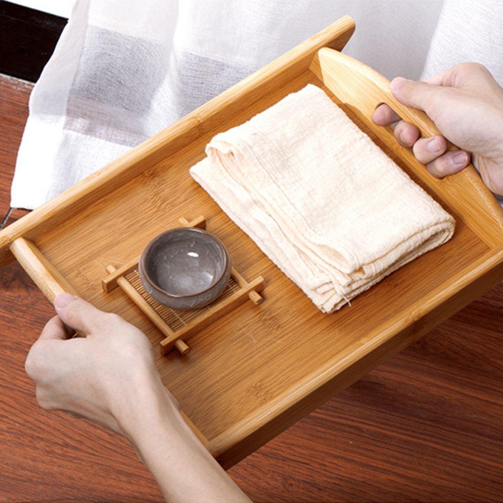 Rectangular Tea Bamboo Tray Double-handled Storage Tray Simple Fast Food Tray  Dinner Plate
