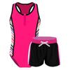 Girls One Piece Swimsuit Set Sleeveless Racer Back Design Matching Boyshorts Beach Swimwear Outfit