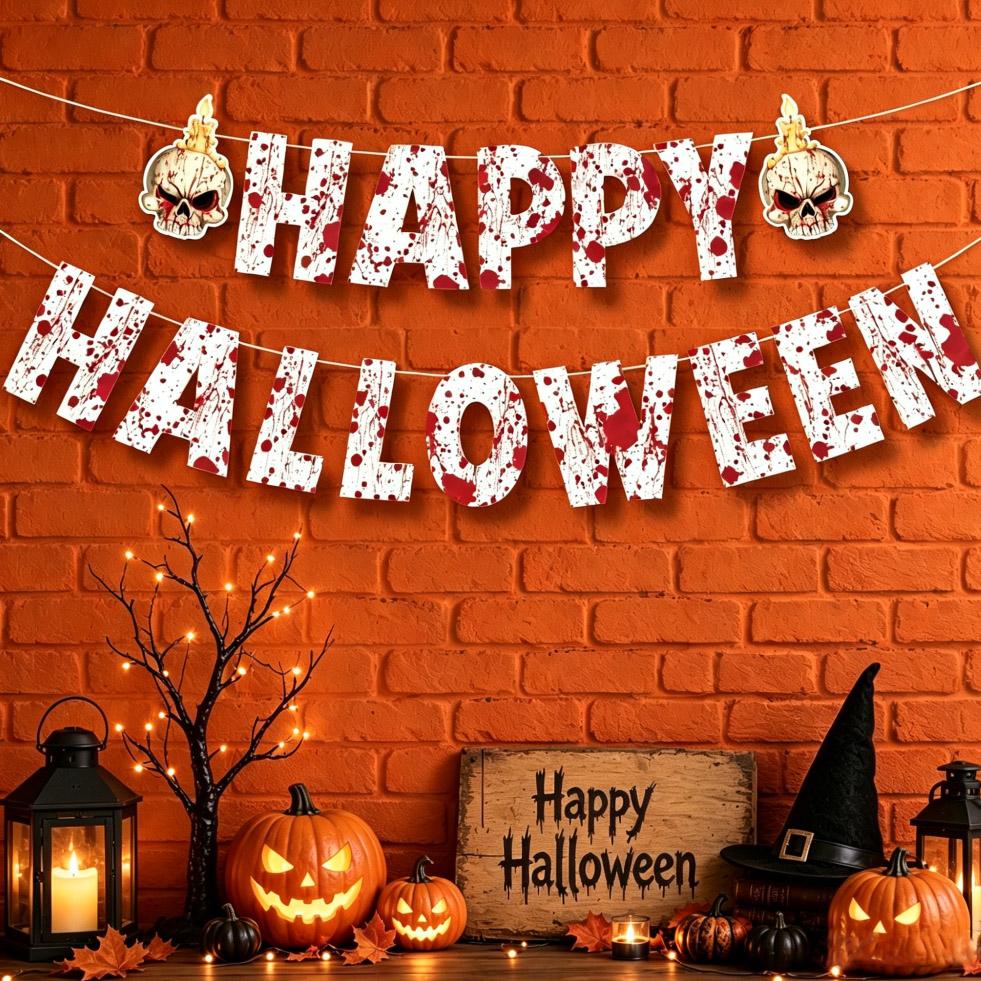 Halloween Party Streamers Scary Decorations Flag for Theme Party Supplies