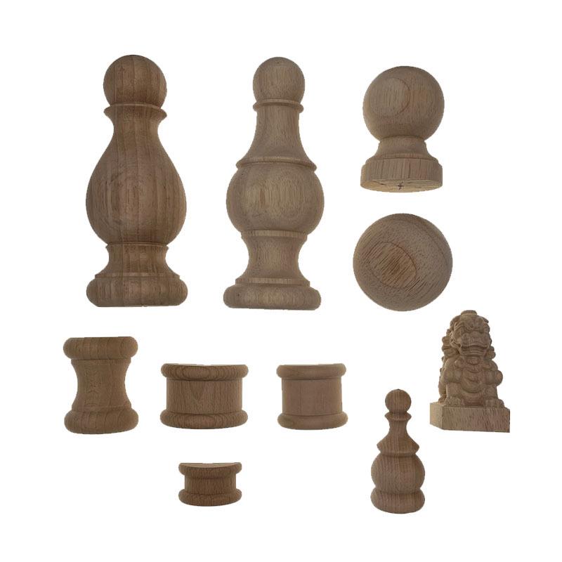 Solid Wood Carved Lion & Ball Column Connector for Altar Furniture, Roman Style