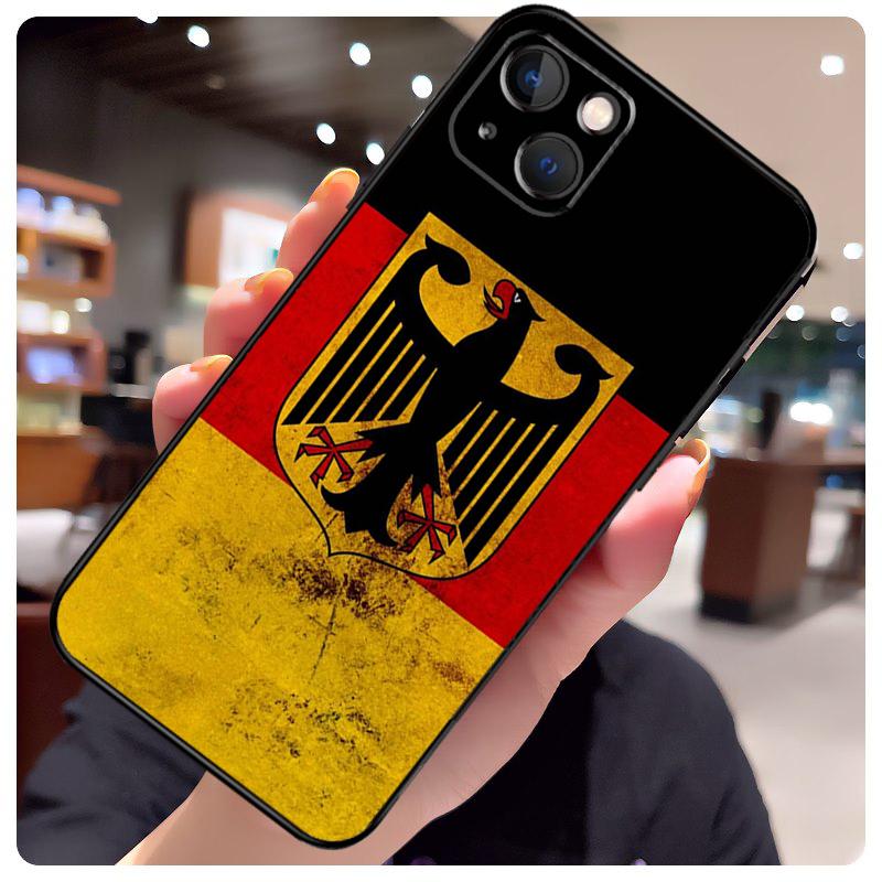 Deutschland Flagge Emblem Hülle Für iPhone 16 13 14 11 12 15 Pro Max X XR XS Max Plus 14 Plus Rückseite