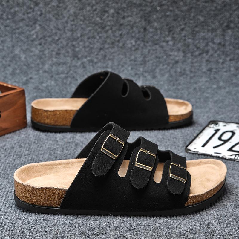Men Slippers slip on fashion Genuine Leather Slides Man Summer Shoes Men Leisure Sandals Anti-slip Zapatos Hombre Man Slippers