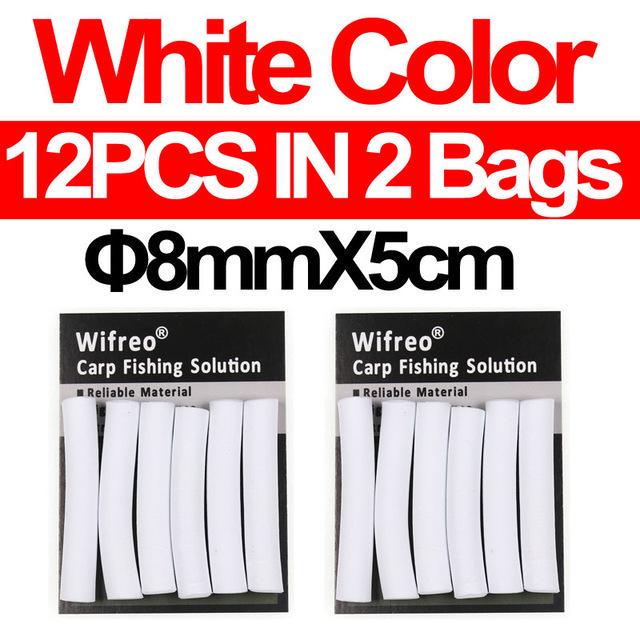 Wifreo 12PCS/2bags 8mm 5mm Carp Fishing Pop Up Foam Zig Rig Foam Sticks Hair Rig Floating Carp Fishing Bait Red Green Yellow