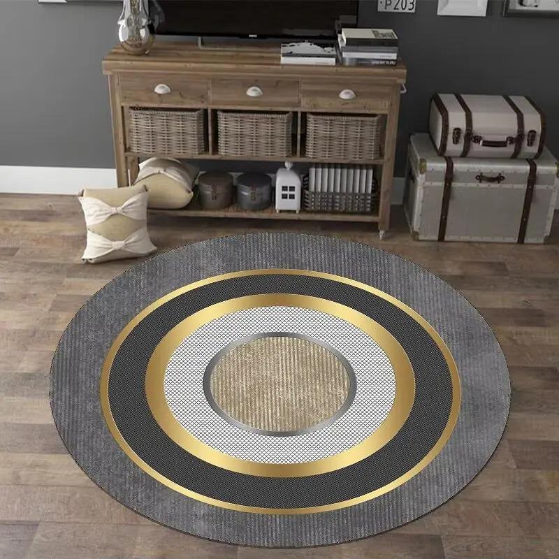 

European Style Luxury round Carpet Home Decoration Living Room Non-slip Large Rugs Bedroom Cloakroom Floor Mats 60cm
