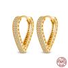 100% 925 Sterling Silver Rose Gold Heart Geometric Pave CZ Hoop Earrings For Women Wedding Engagement Birthday Jewelry Gift 2023