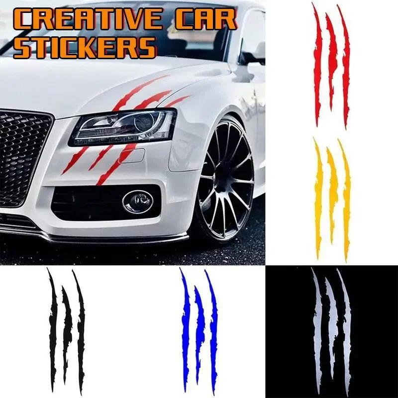 Car Monster Claw Scratch Decal - Reflective Vinyl Sticker for Auto Headlight Decoration