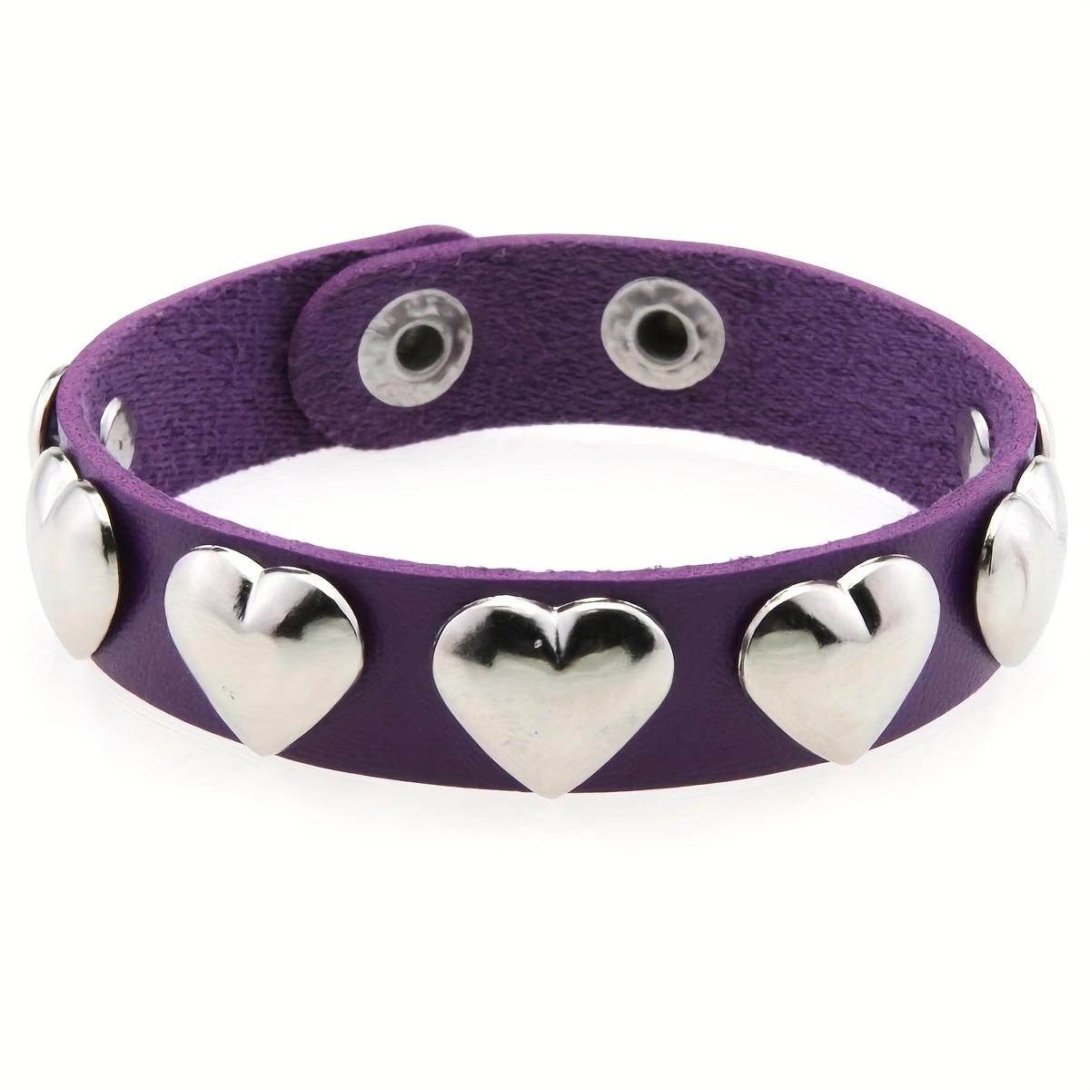 

Gothic Punk Rock Single Row Heart Bracelet - Multicolor Pu Leather Bracelet For Party Party Birthday Gift