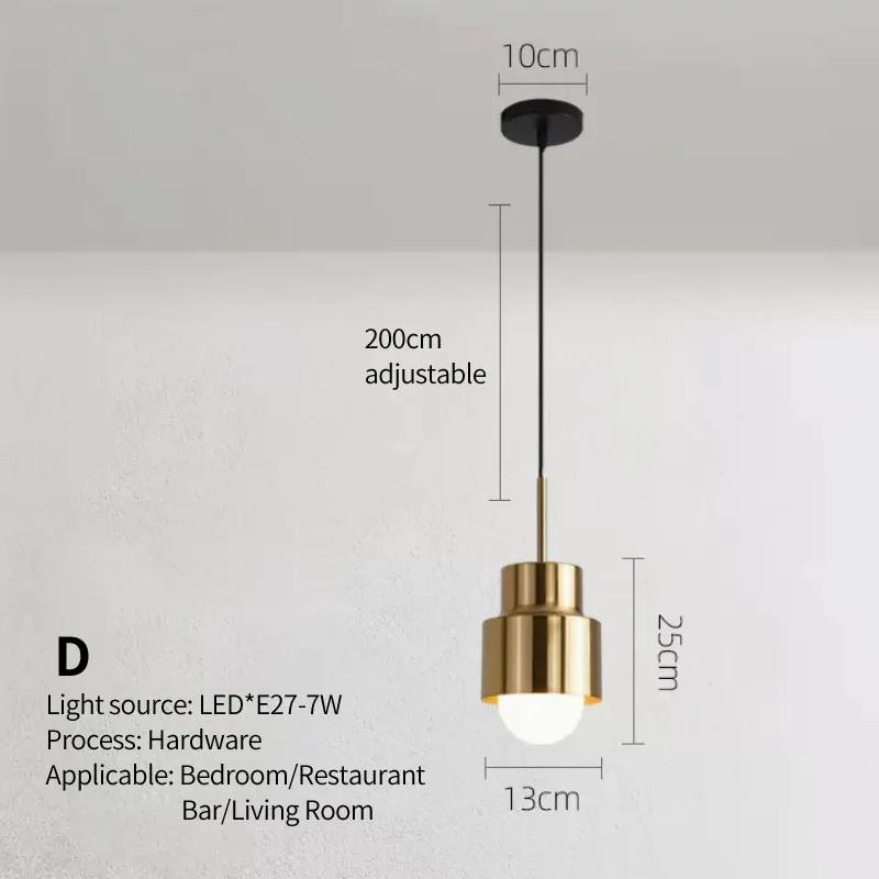 Nordic single head chandelier golden small suspended lamp for home bedroom bedside bar clothing store cafe pot lid creative lamp