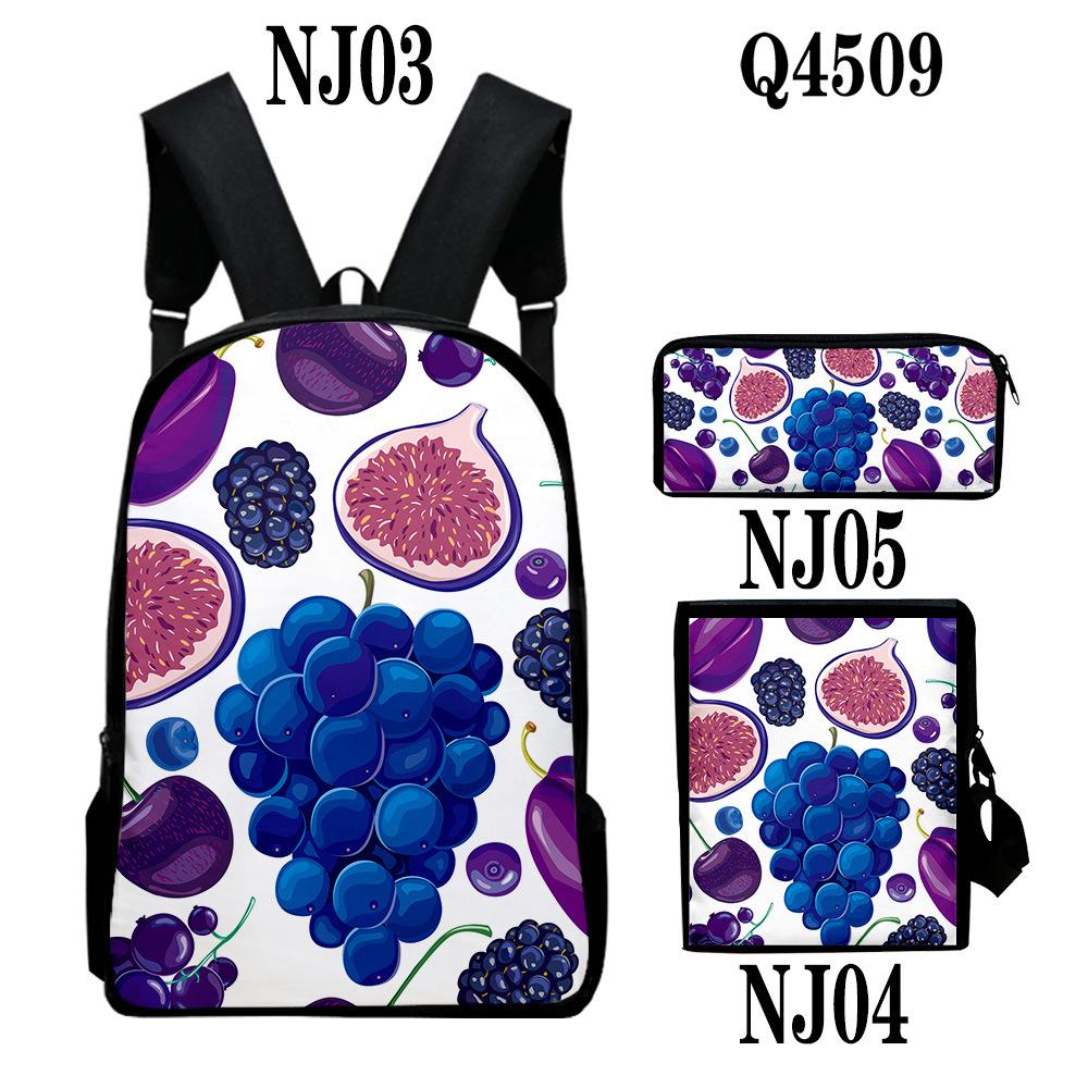 Classic Novelty Peculiar Fruit 3D Print 3pcs/Set Pupil School Bags Laptop Daypack Backpack Inclined Shoulder Bag Pencil Case