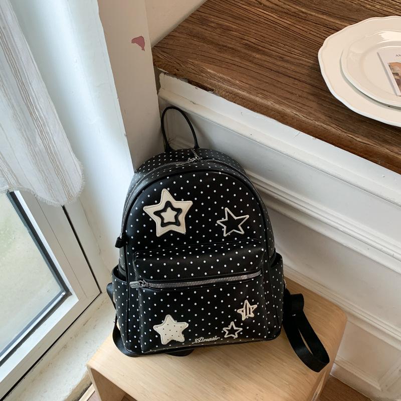 Schoolbag small schoolbag college style classic polka dot star backpack new Korean high value large capacity versatile backpack
