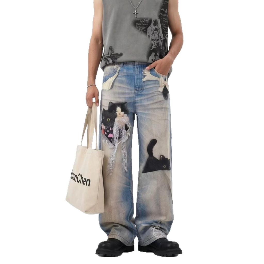 Men's Distressed Ripped Straight-Leg Jeans – American High Street Style