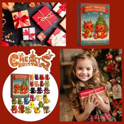 Christmas Fruit Dragon Advent Calendar 24 Days Dragon Collectible Ornament Xmas Countdown Calendar Box Holiday Party Gift