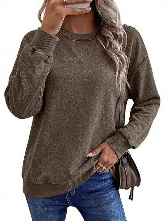 Herbst 2026 Acid Wash Hoodie: Europäischer & Amerikanischer Stil, Rundhals, Langarm Pullover.