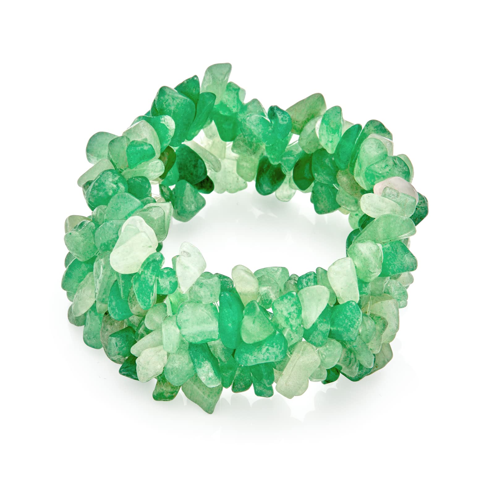 

Green Aventurine Crystal Ripple Stone Large Wide Thick Statement Stretch Bracelet [Bling Jewelry]
