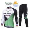Unisex Fleece-Lined Cycling Set: Long Sleeve Top & Pants for Autumn/Winter