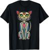 Cat Sugar Skull Calavera Dia De Muertos Mexican Halloween T-Shirt
