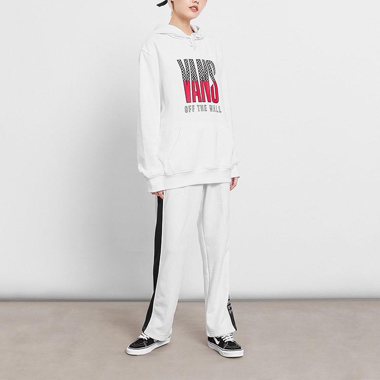 Vans Large Logo Printed Checkered Hoodie Men Hoodies White VN0A48B9WHT