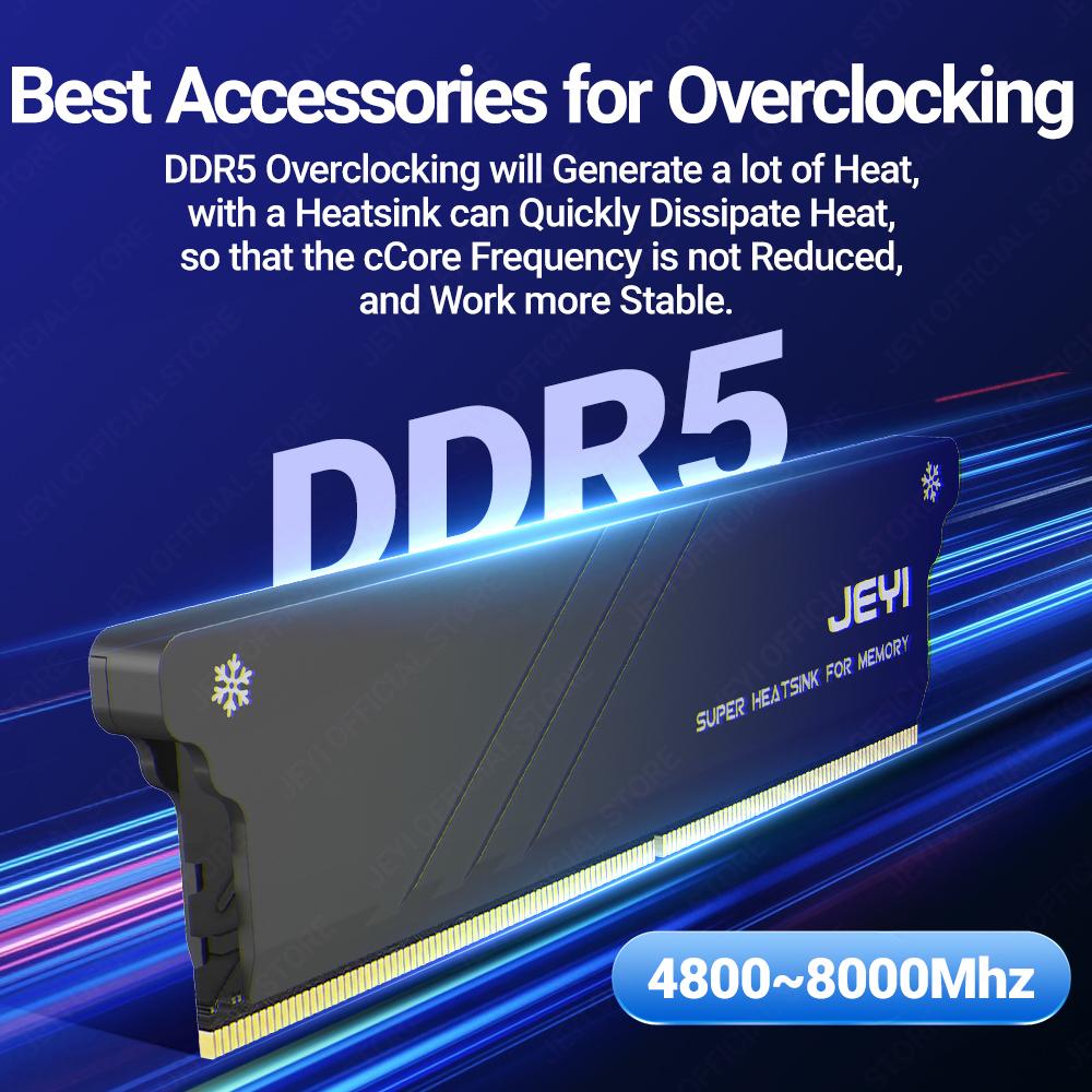 JEYI RAM Heatsink Cooler with Thermal Pads - Universal DDR2 DDR3 DDR4 DDR5 Memory Cooling for PC Desktop, DIY Heat Dissipation