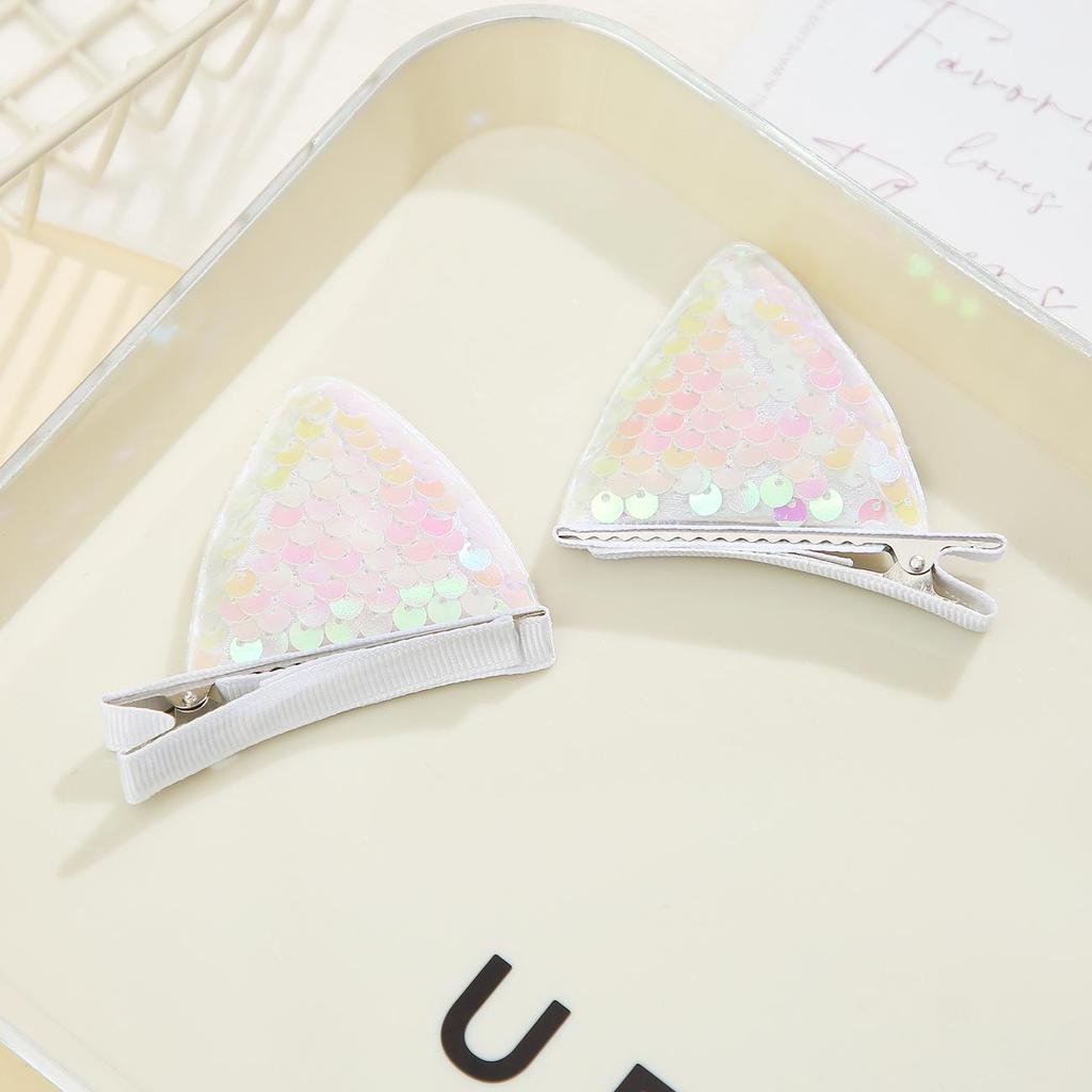 Pastoral Princess Glitter Cat Ear Hair Clips for Girls