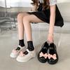 Small Leather Shoes Women's 2025 Spring and Summer New Round Head Retro Bow One-word Buckle Mary Jane Shoes College Style Shoes