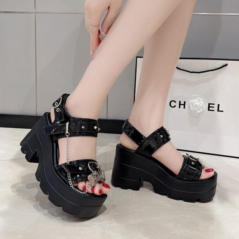 Sexy Women Sandals Platform Open Toe Metal Chain Fashion Design Casual Shoes Cosplay Outdoor Wear Citywalk Sandals Sandalias New