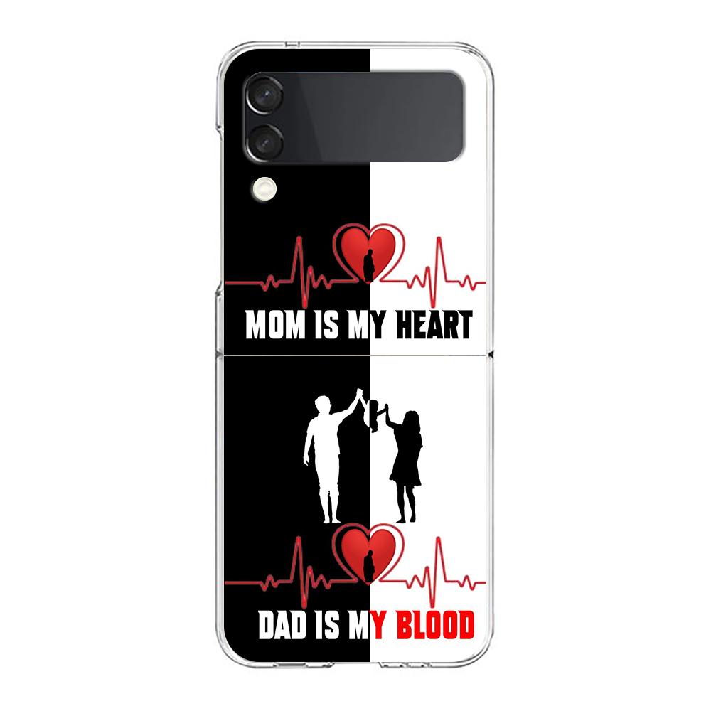 

Cute Couple Letters art Phone Case For Samsung Galaxy Z Flip 3 4 5 Hard Folding Clear PC Bumper For Samsung Z Flip 6 Back Cover Samsung Z Flip 4