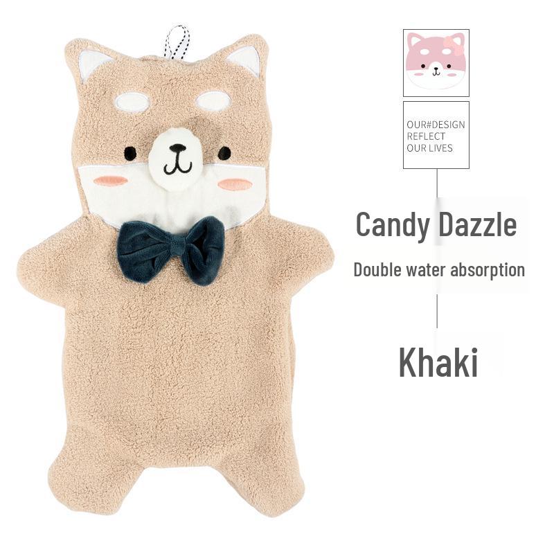 Cartoon Bear Duck Hanging Hand Towel - Absorbent & Quick-Drying for Bathroom.