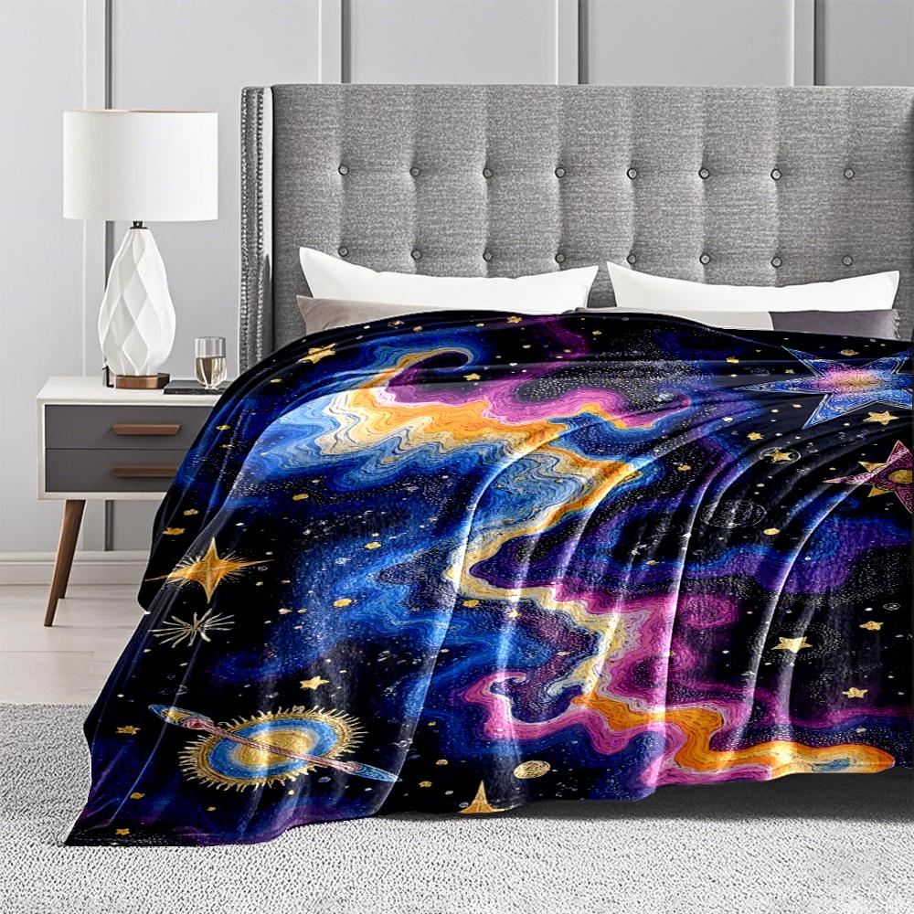 Galaxy Cosmic Stars and Nebula Pattern Decorative Area blanket blanket blanket, suitable for use in the bedroom, living room, on the sofa