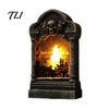 Holiday Party Supplies Tombstone Candle Lantern, LED Lighted Spooky Graveyard Table Lamp, Halloween Tabletop Decor Small Night Light for Haunted House