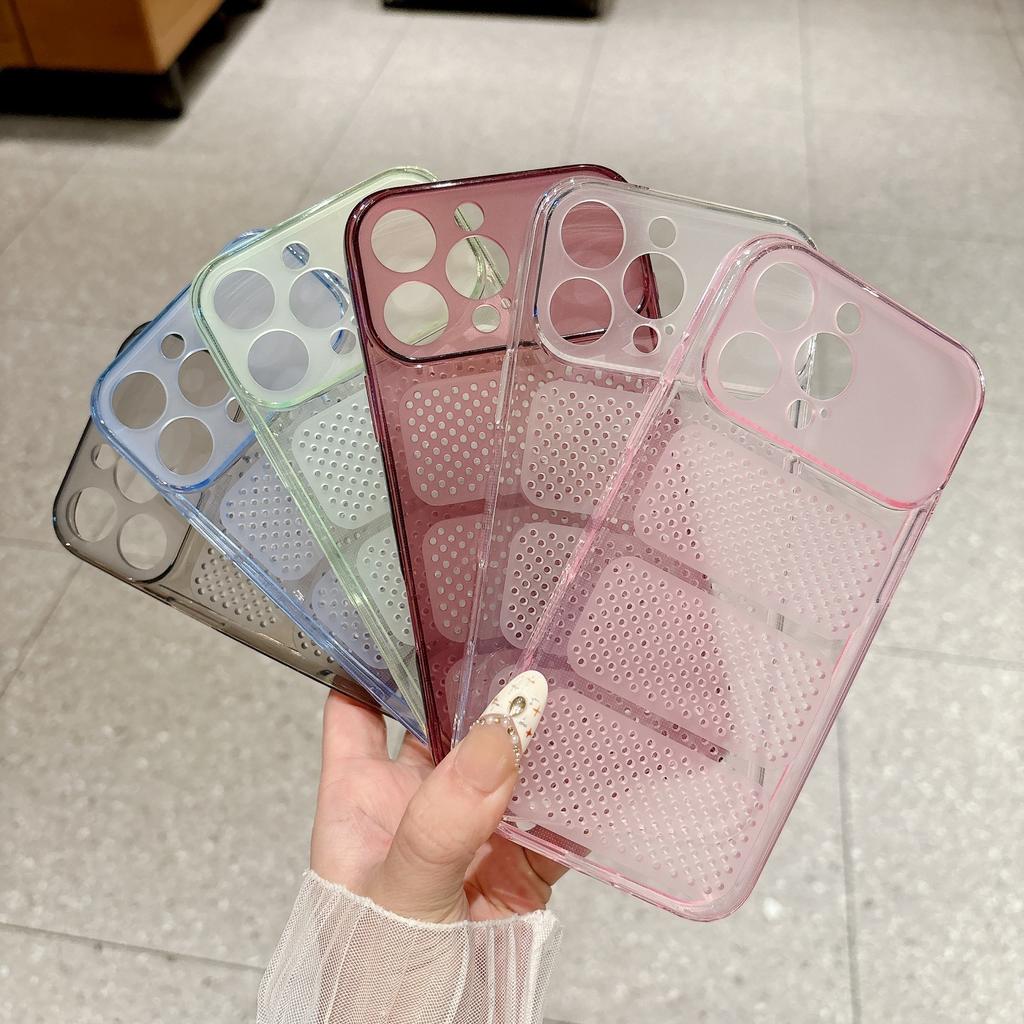 Applicable To Apple 17ProMax Mobile Phone Case Ice Through Heat Dissipation iPhone16 Cellular Mesh TPU Hollow 15 Soft Cover