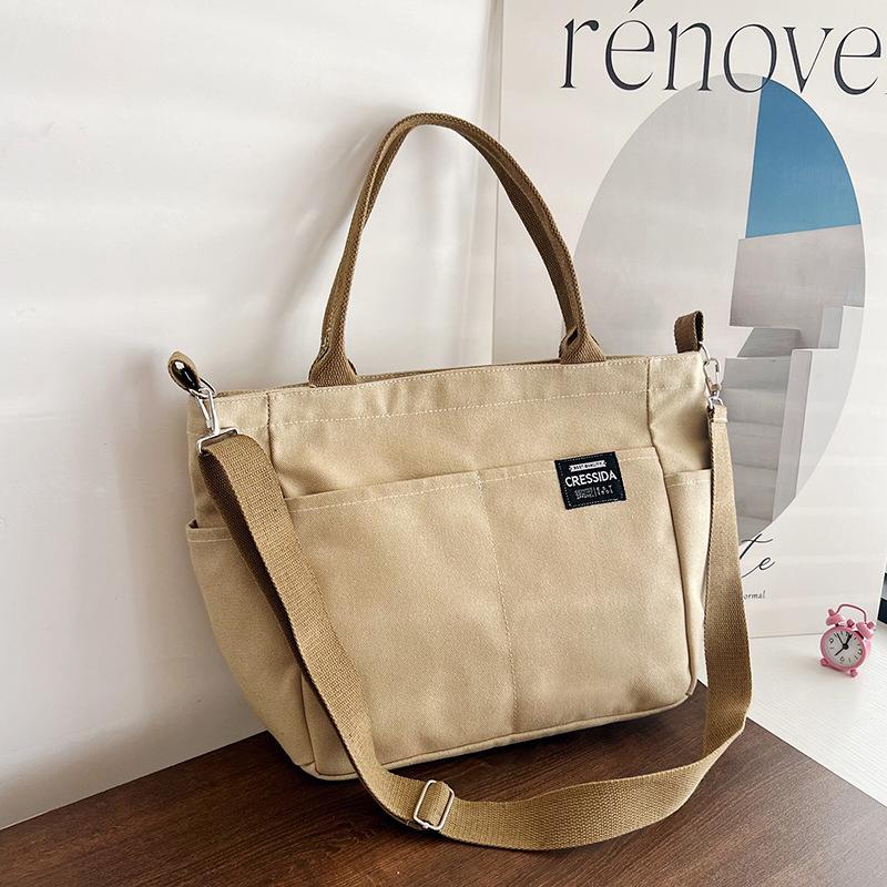 Large Capacity Simple Student Class Commute Tote Bag Trendy Fashion Women Shoulder Bag Messenger Bag Canvas Bag Bag