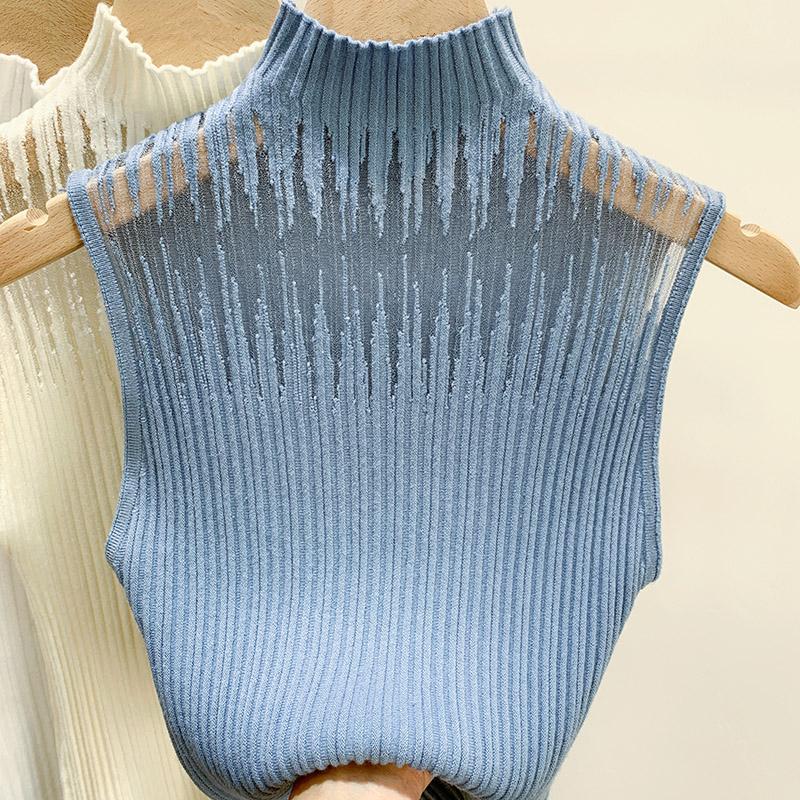 Tank Tops Women 2025 Summer Sleeveless O-Neck Black Slim Knitted Tank Tops Camis Women Tops JJ325