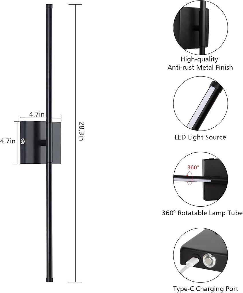 Remote-Controlled Rechargeable Three-Color Wall Light for Living Room, Bedroom, and Stairwell