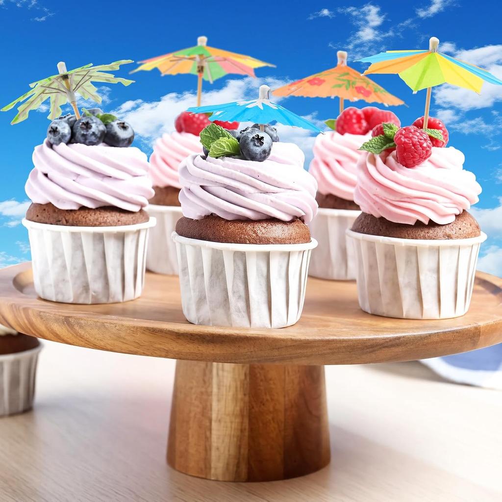 [4 Styles] Cocktail Drink Umbrellas Picks Toothpicks - 70PCS Colorful Variations Cocktail Picks with Wooden Sticks | Mini Paper Parasols for Tiki