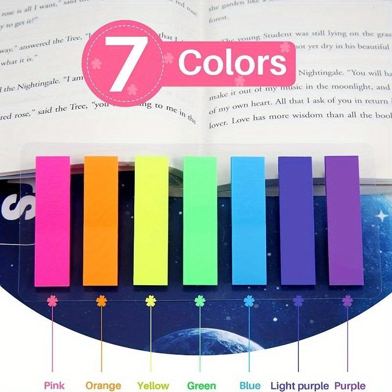 5pcs Rainbow Colorful Sticky Notes with 7 Color Index Tabs, 980 Pcs, Translucent Page Makers for Page Book