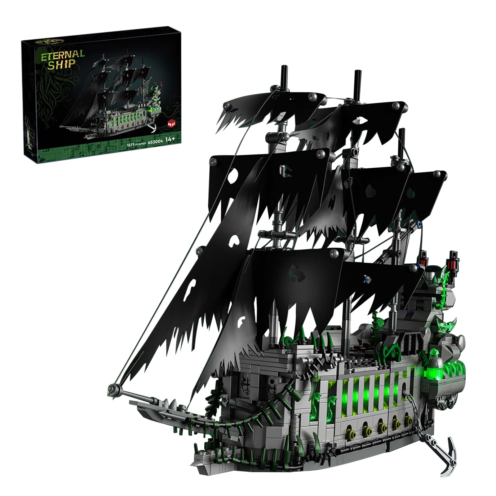 

Hallisun Модель Пиратского Корабля Конструктор Корабль-Призрак Летающая Миниатюра Сборная Миниатюра Высокая Для Мальчиков и Возраста 1573 Детали Набор, Летучий Голландец,