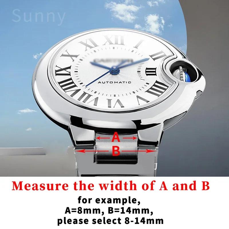 Pulseira de Couro Genuíno para Relógio Cartier Key Blue Balloon Masculina Pele de Crocodilo Feminina Boca Elevada Acessórios de Pulseira 12-20mm