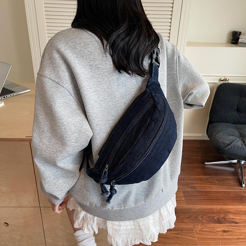Denim Chest Bag Women's Lightweight Commuter Shoulder Bag