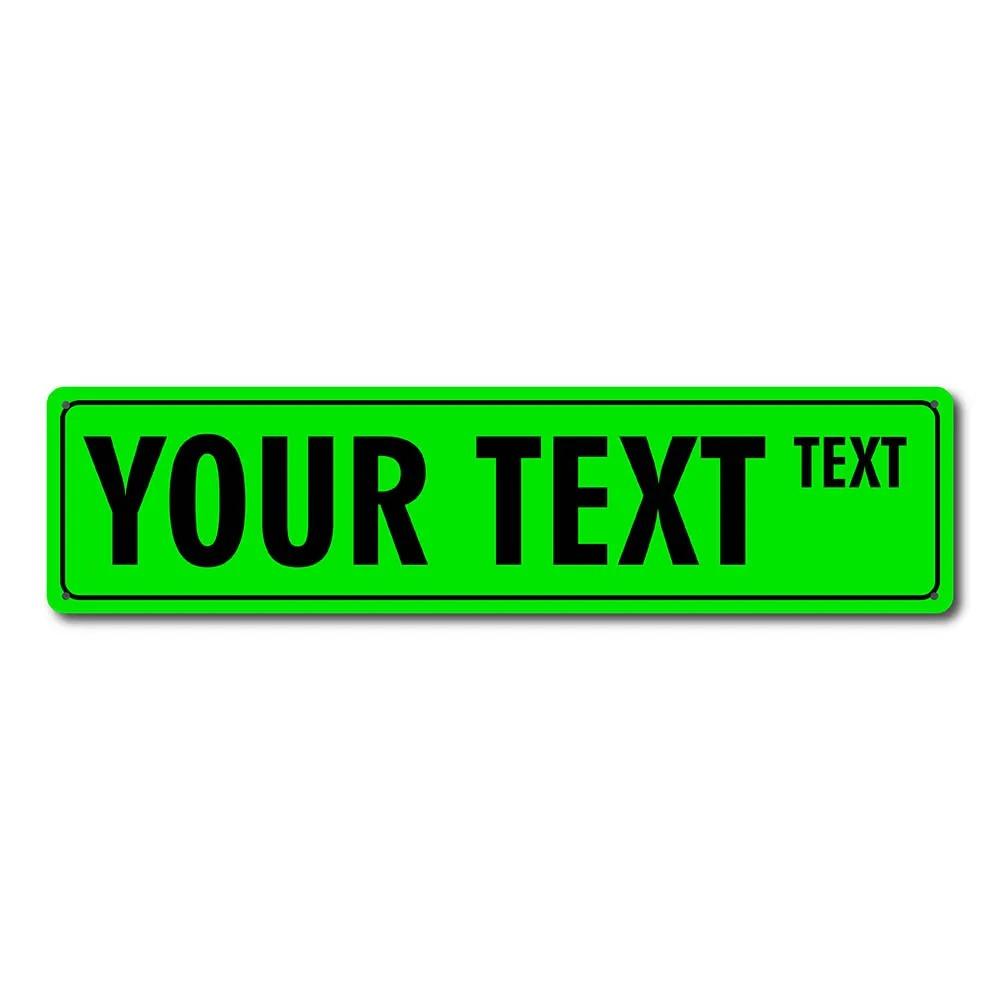 Custom Vintage Bright Green Metal Street Sign Personalized Wall Decor Home Patio Business