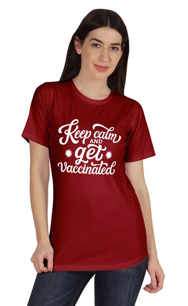 Inkmeso Keep Calm And Get Vaccinated Funny Pro Vaccine Crew Neck T-shirt For