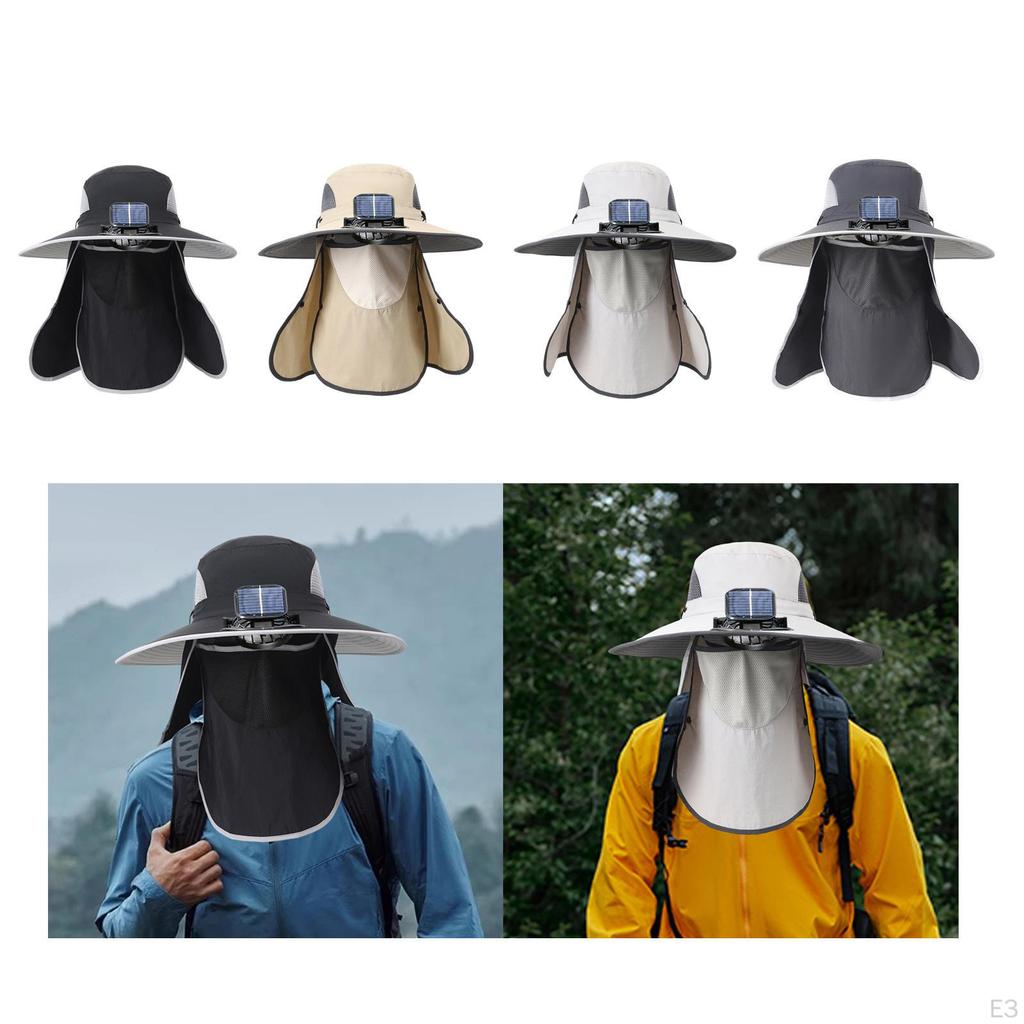Outdoor Solar Fan Hat Fisherman Lightweight Adjustable Cooling Sun Protection Fishing