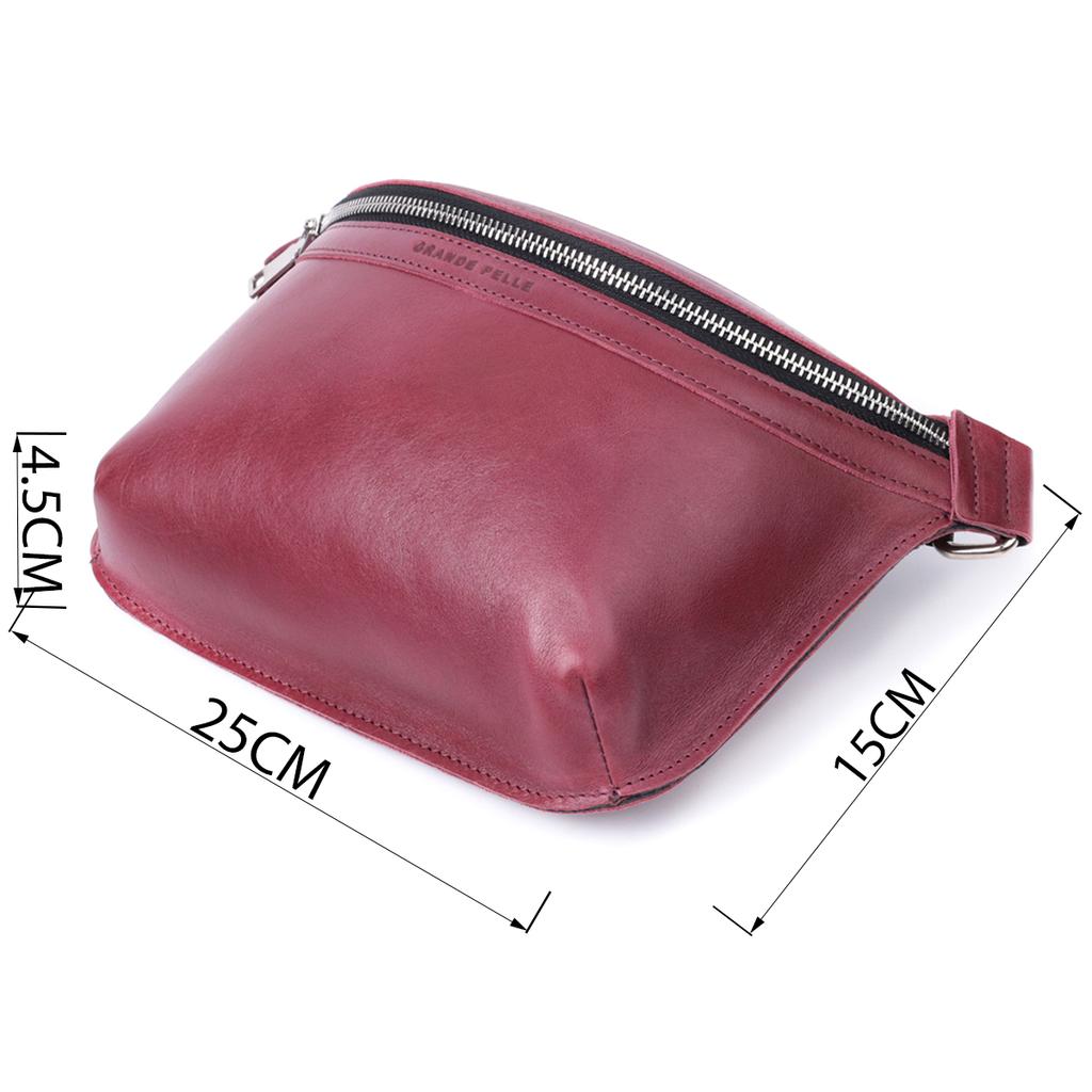 Трендовая бананка для женщин из натуральной кожи GRANDE PELLE Bag 22815 Розовый