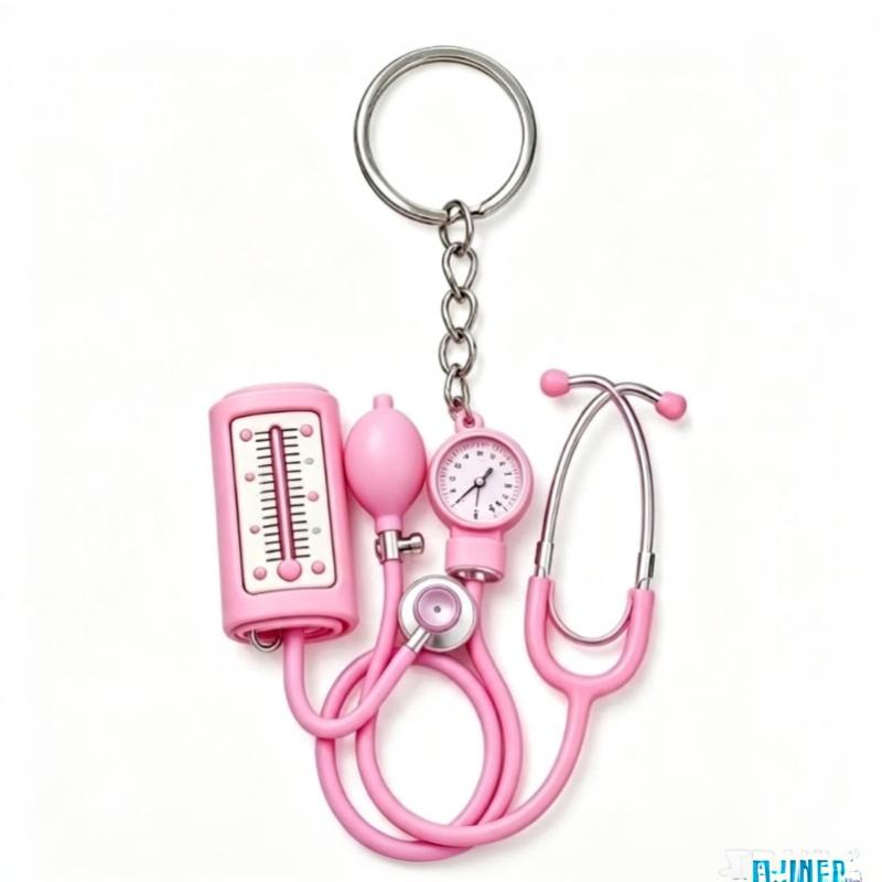 Stethoscope Keychain Mini 2D Flat Cute Shape Medical Themed Nurse Bag Charm Exquisite Souvenir Gift for Hospital Workers