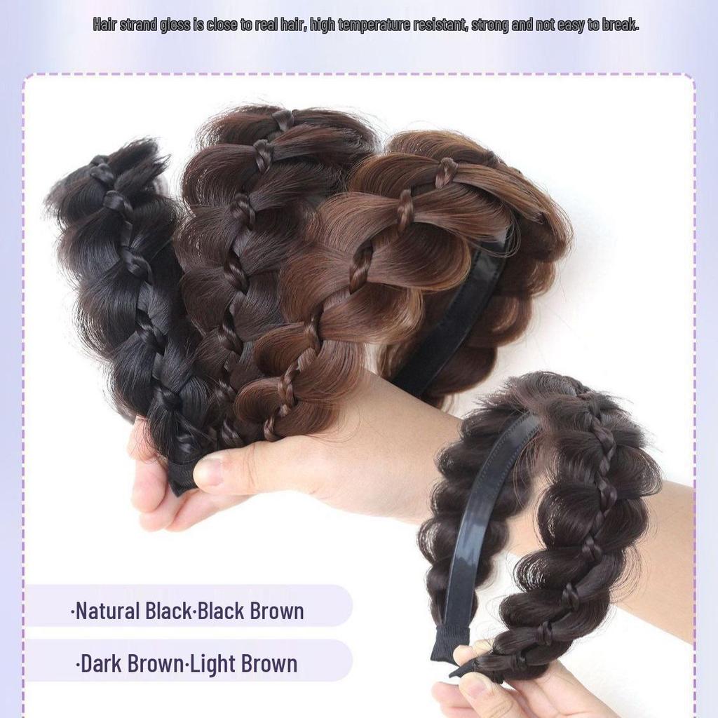 Women's Fishbone Braid Headband Wig - New Style Twist Braid Hair with High Skull Gourd Design Hair Accessories