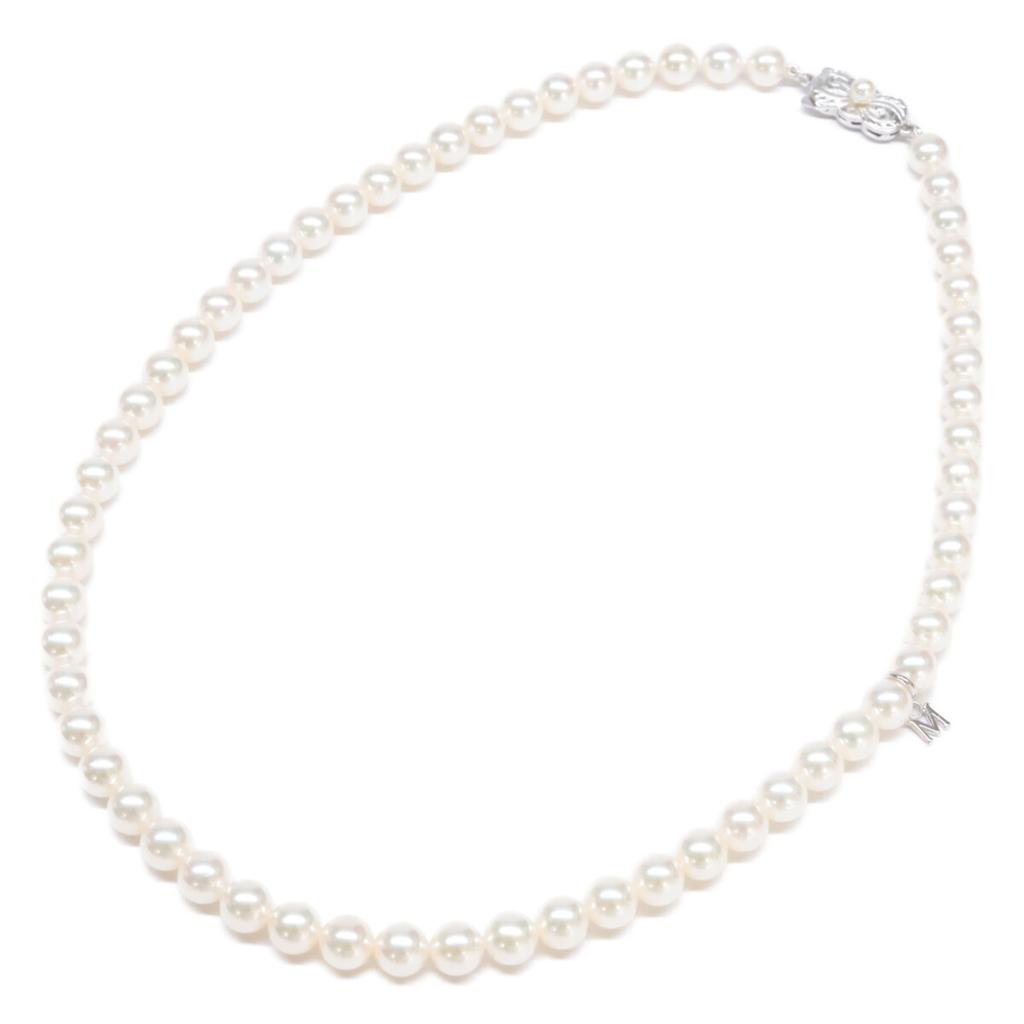 MIKIMOTO Silver Ribbon Clasp, M Charm, 61 Pearls Necklace SilverUsed