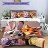 Juego de Ropa de Cama con Estampado de 3 Piezas de Judy y Nick de Zootopia (1 funda + 2 fundas de almohada, sin relleno)