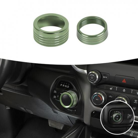 Headlight & Gear Shift Switch Knob Trim Decor Ring For Dodge RAM 1500 18+ Green