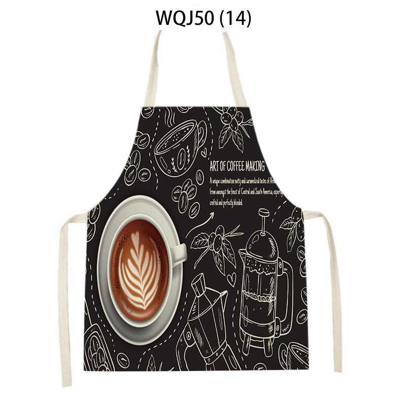 Coffee Hamburger Printed Kitchen Aprons for Adult Kids Household Linen Bib Fruits Vegetables Cooking Baking Apron Cleaning Tool