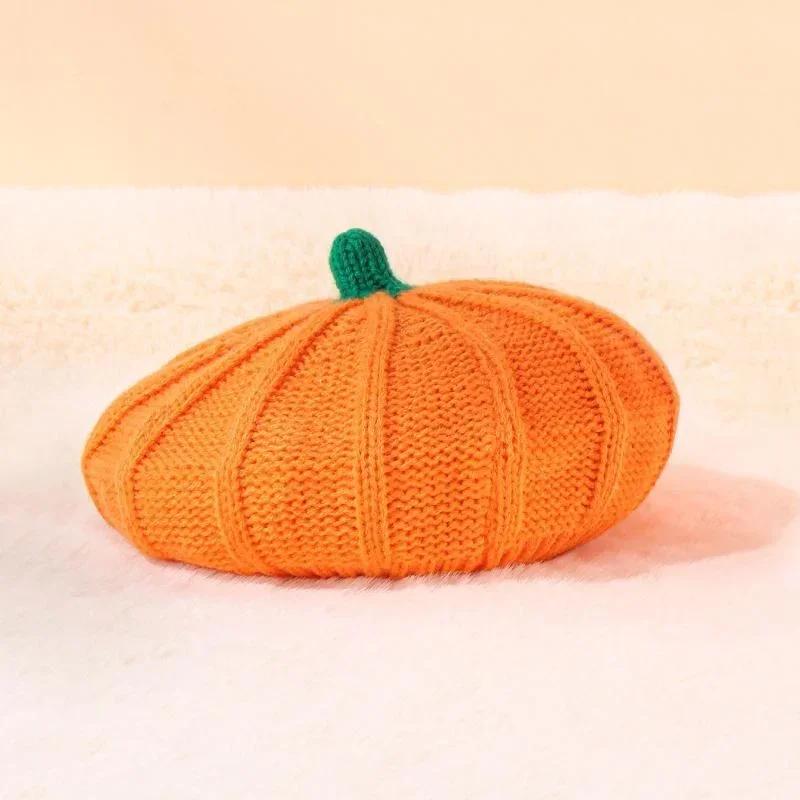Halloween Large Small Pumpkin Beret Hat New Autumn and Winter Knitted Hat Warm Knit Hat Halloween Party Hats