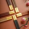 Chinese Rosewood Chopsticks Copper Head High Temp Resistant New Style Home Kitchen Chopsticks for Couple Family